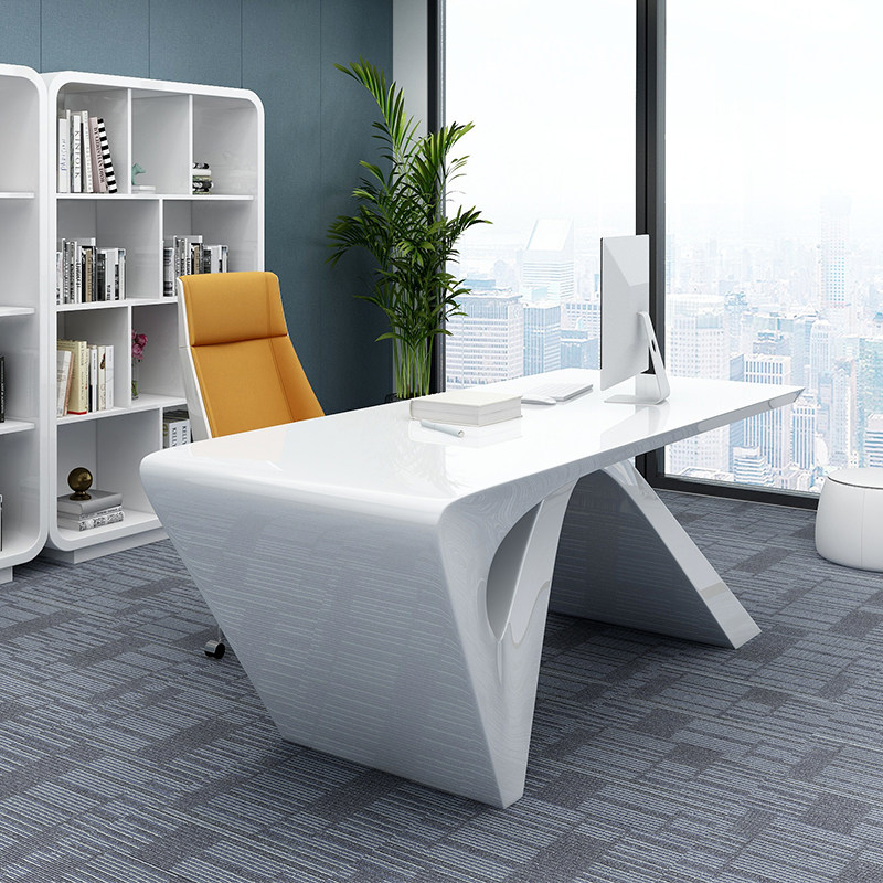 Boss Table Minimalist Modern Fashion President Table Baking Lacquered White Solid Wood Owners Office Chairs Combined Office Furniture