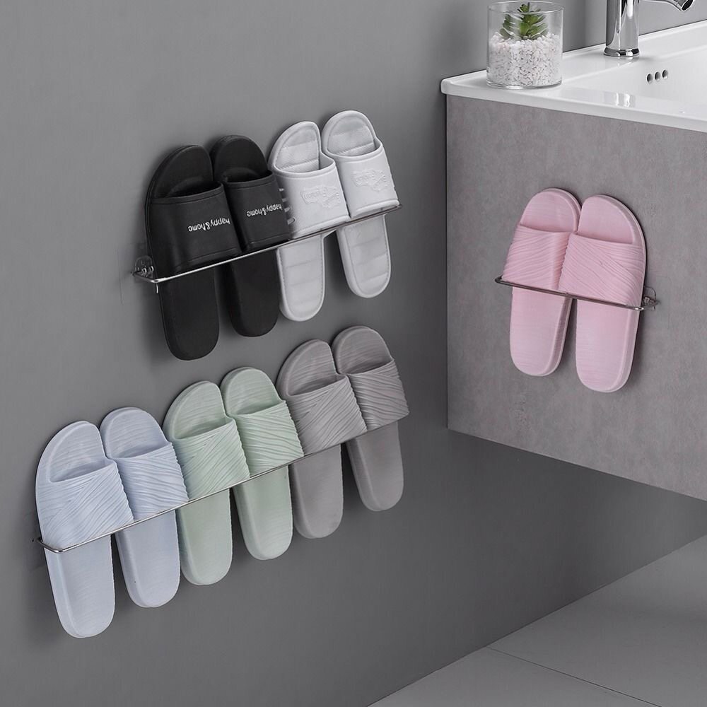 Bathroom shoe rack wall-mounted dressing room storage artifact wall storage hanging shoes drain hole-free toilet nail-free
