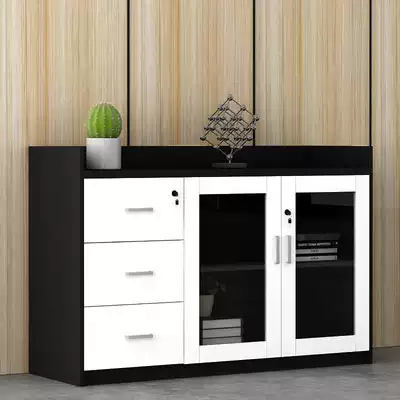 Company office filing cabinet wooden short cabinet tea cabinet with door with drawer data filing cabinet partition locker