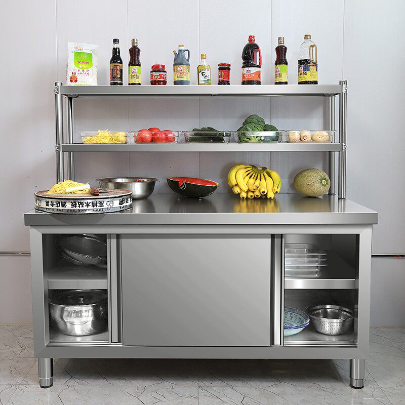Stainless steel kitchen integral cabinet, hearth cabinet, sideboard cabinet, countertop, household dish cabinet, vegetable cutting table, lockers
