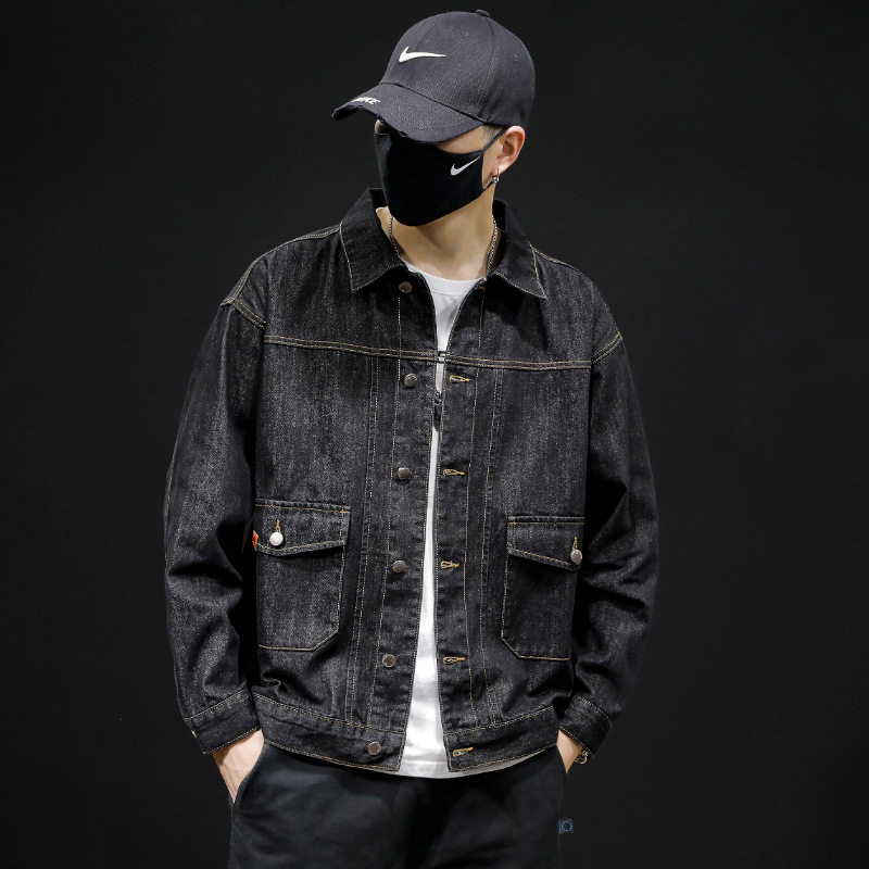 2022 New Pint Spring Summer Large Size Men's Clothing Denim Jacket Men Wear and water Washout Loose Collar Casual Jacket Blouse