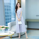 Chiffon Dress Women's Summer 2022 New V-neck Temperament Elegant Floral Extra-Long to Ankle Fairy Long Skirt