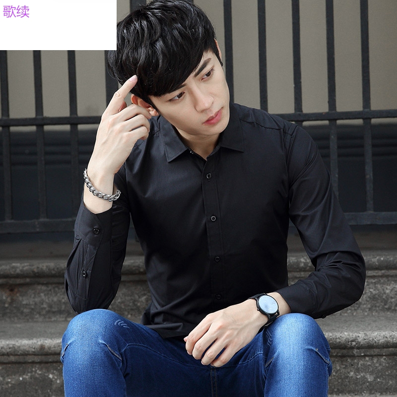 Mùa thu áo sơ mi trắng của nam giới Hàn Quốc phiên bản dài tay của chuyên nghiệp áo trẻ xu hướng thời trang áo sơ mi nam giới kinh doanh cơ thể giải trí inch.