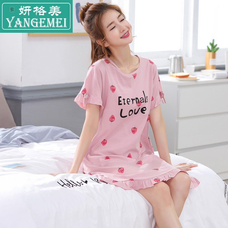 Mẹ jumpsuit nhà rộng nửa tay áo womens ngắn tay womens jumpsuit đồ ngủ lỏng lẻo pound tăng mùa hè.