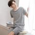 Z.2020 Summer Pyjama bông Mens Summer Mens Casual Quần soóc mùa hè ngắn tay áo Mens Home Mang Set. 