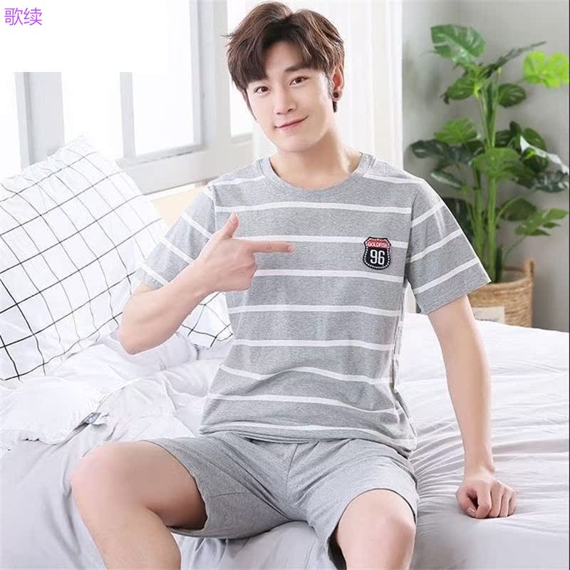 Z.2020 Summer Pyjama bông Mens Summer Mens Casual Quần soóc mùa hè ngắn tay áo Mens Home Mang Set.