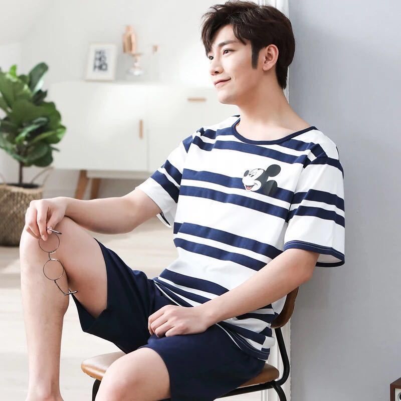 Z.2020 Summer Pyjama bông Mens Summer Mens Casual Quần soóc mùa hè ngắn tay áo Mens Home Mang Set.