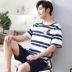 Z.2020 Summer Pyjama bông Mens Summer Mens Casual Quần soóc mùa hè ngắn tay áo Mens Home Mang Set. 