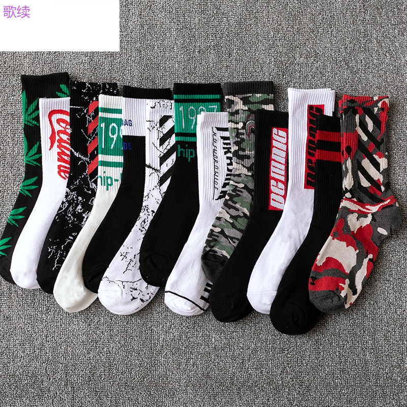 . Socks mens vớ thủy triều mùa xuân hè mens thở mỏng ins xu hướng giúp đỡ cao thẻ triều dài tay áo bóng rổ.