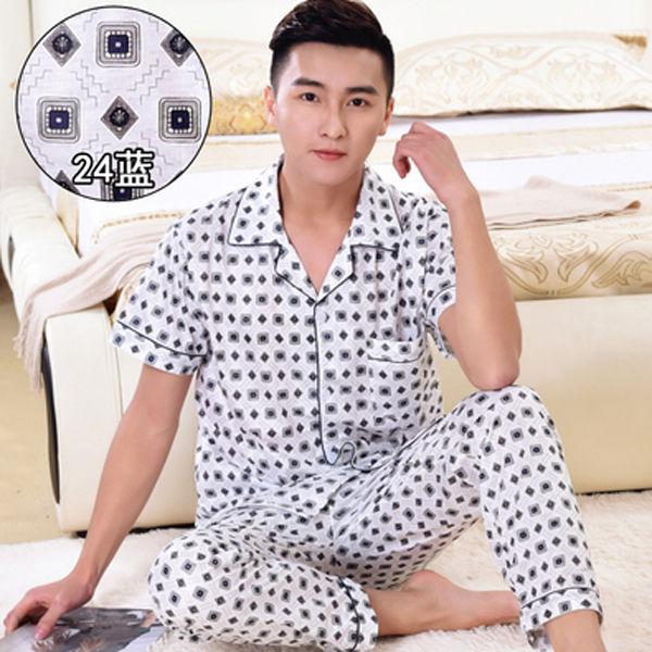 Mùa hè quần ngắn tay bông trung niên mens pajama đồ ngủ mặc symmy bộ mens nhà hai mảnh bộ.