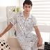 Mùa hè quần ngắn tay bông trung niên mens pajama đồ ngủ mặc symmy bộ mens nhà hai mảnh bộ. 