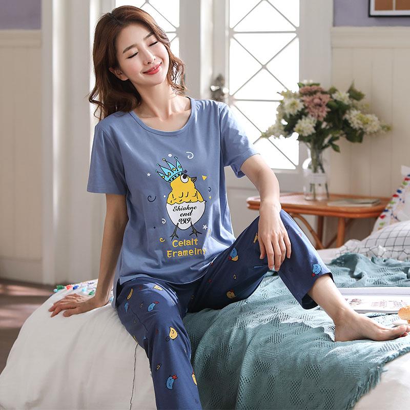 Trang chủ váy womens mùa xuân và mùa thu dài tay áo mùa hè cởi khuy womens quần pajama quần ngắn tay hai mảnh bộ pound mỡ mỏng.