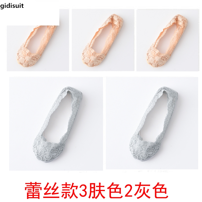 5 cặp vớ phụ nữ ren thuyền vớ cạn đáy miệng vớ vô hình silicone trượt mùa hè vớ mỏng mùa hè.