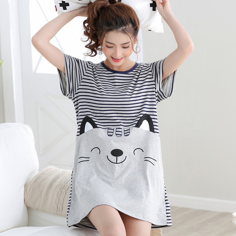 Bảo Jiami mỡ chị mặc một chiếc pajama cơ thể mùa hè 桖 womens váy lỏng đơn giản hào phóng kích thước lớn thường mỏng.