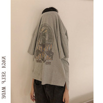 Grinding short sleeve T-shirt female loose Korean version of ins tide Harajuku bf lazy wind Joker half sleeve mschf trampoline top