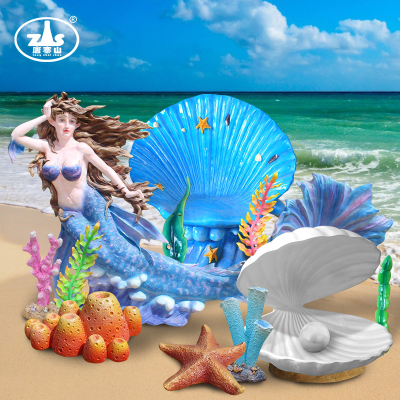 Simulated Large Shell Model Sculpture, Mermaid Seat That Can Be Used for Sitting, Outdoor Ocean Park Decoration, Stage Prop