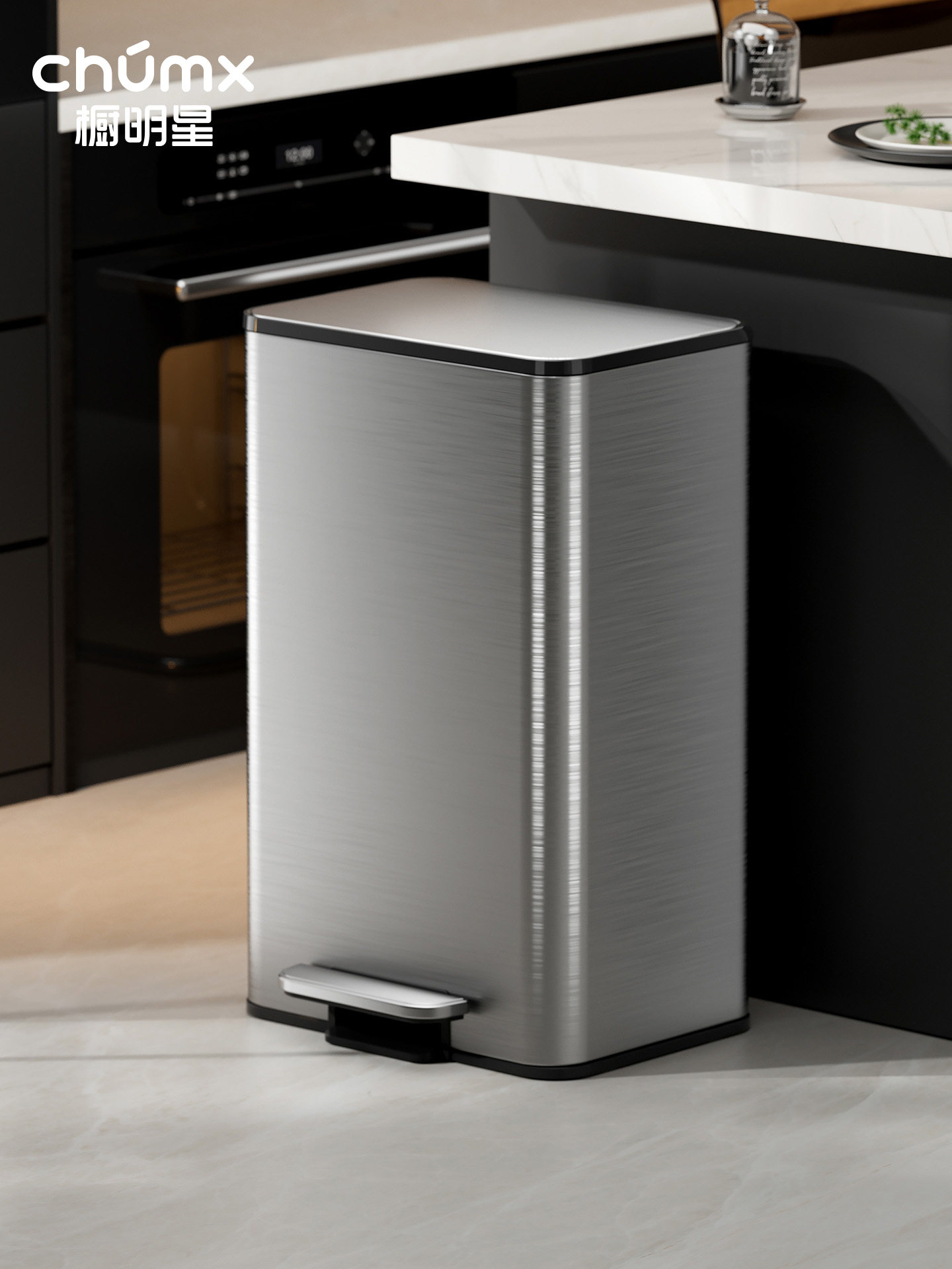 Large Capacity Trash Can 2025 New Model for Home Kitchen and Living Room, Stainless Steel Pedal with Lid, High Aesthetic Italian Style