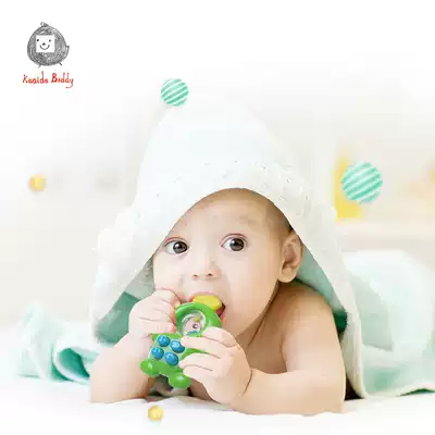 Baby teether bite music baby molar device Children's silicone molar stick artifact Manhattan hand grab bell toy