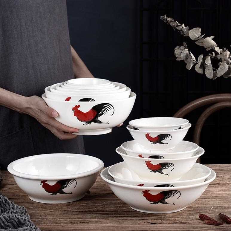 Ceramic rooster bowl of rice to eat noodles big rooster always home old nostalgic Hong Kong style restoring ancient ways is Stephen chow big bowl