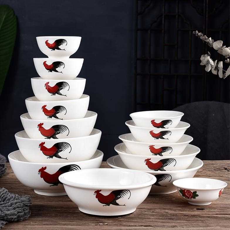 Ceramic rooster bowl of rice to eat noodles big rooster always home old nostalgic Hong Kong style restoring ancient ways is Stephen chow big bowl