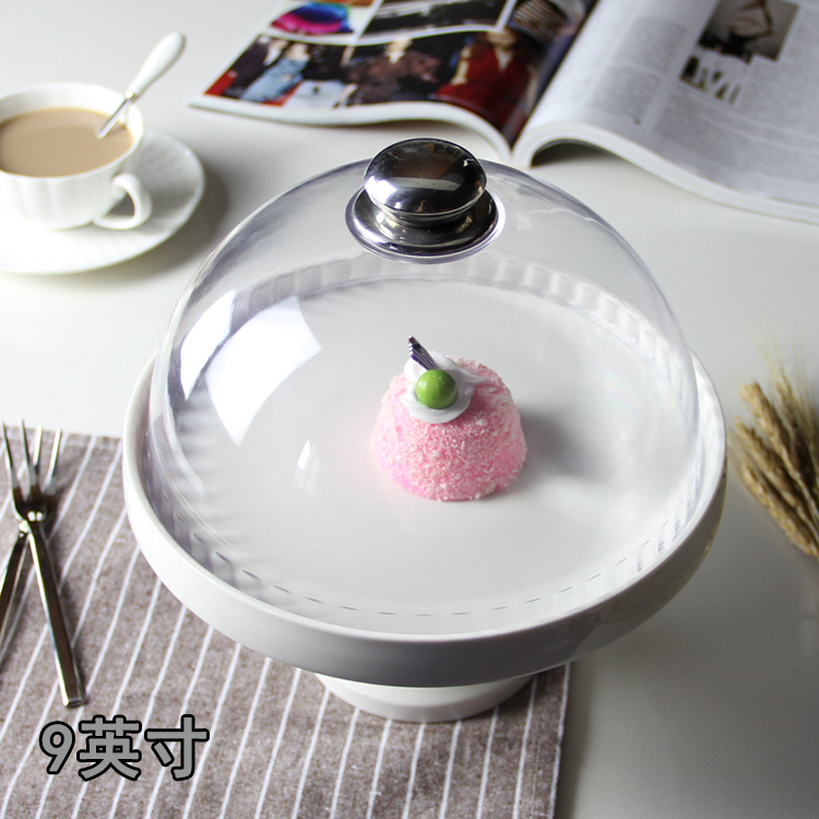 Wedding cake high tray with cover Europe type ceramic sweet snack tray photos show the table shelf
