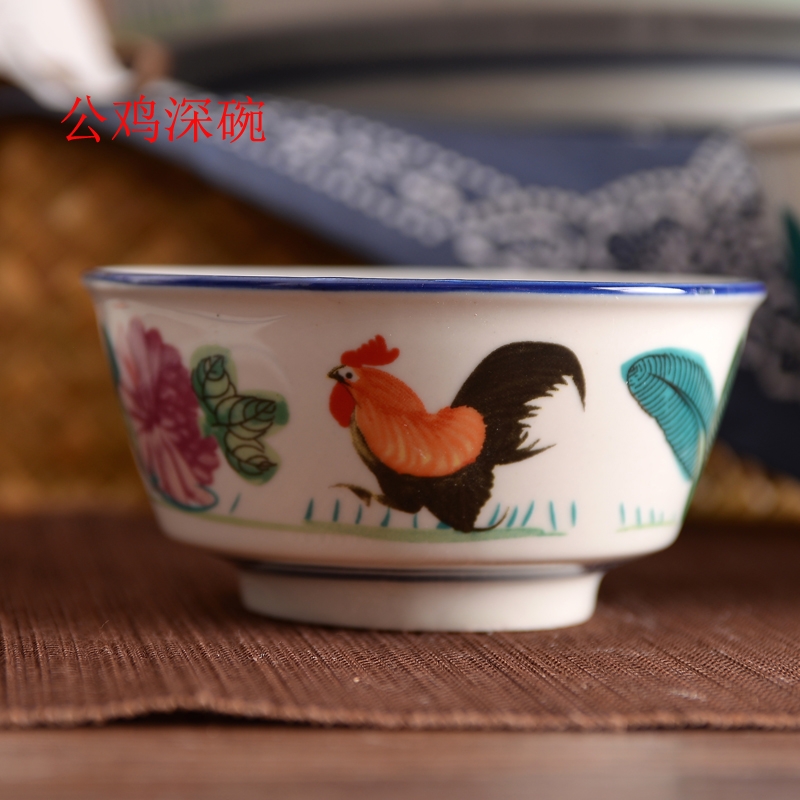 Antique ceramic rooster largest beef soup bowl of lanzhou noodles rice horn hat to court rainbow such use