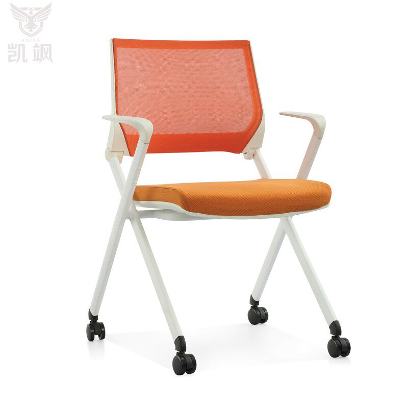 Folding conference chair removable training chair staff office chair mesh record chair with table board meeting writing chair