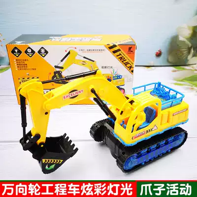 Children's electric excavator toy boy flash music toy car Electric Universal Engineering vehicle excavator model