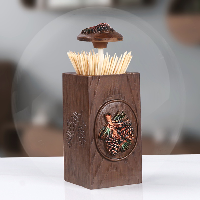 Pressing toothpick box Home creative personality American light luxury living room toothpick tube Hotel restaurant special toothpick jar