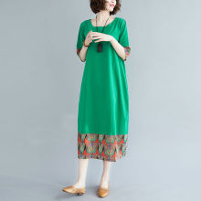 短袖连衣裙大码宽松减龄中长裙女