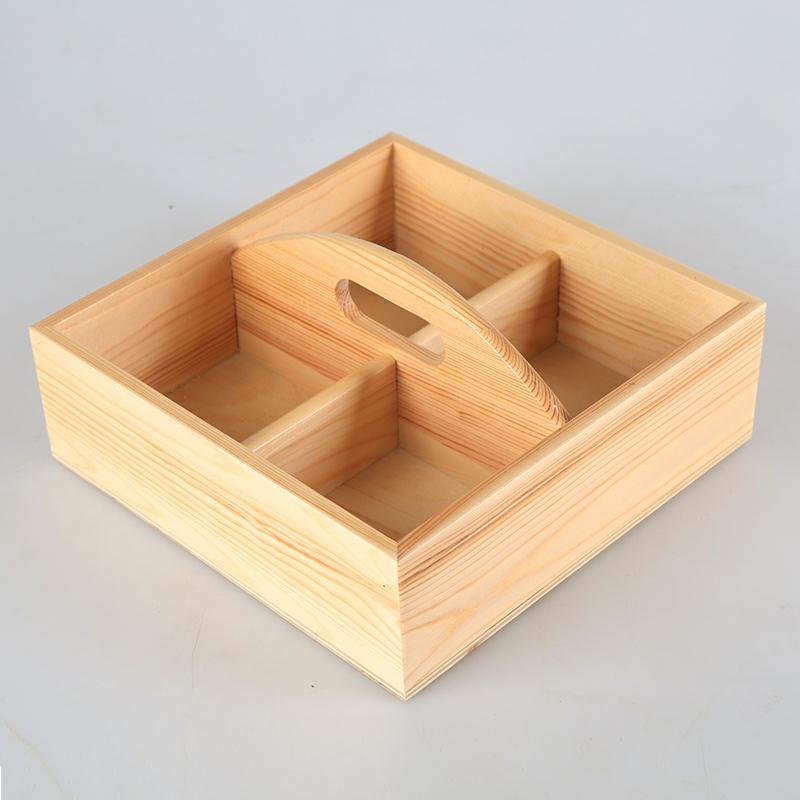 Solid Wood Fruit Pan Candy Box Creative Dry Fruit Box Sub ZERO FOOD PAN FOUR-HAPPY BOX WOOD PARQUET FRUIT PAN GIFT BOX