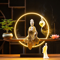 Shou Tao people new Chinese Zen Lantern Ring Guanyin Buddha statues creative living room porch desktop decoration crafts