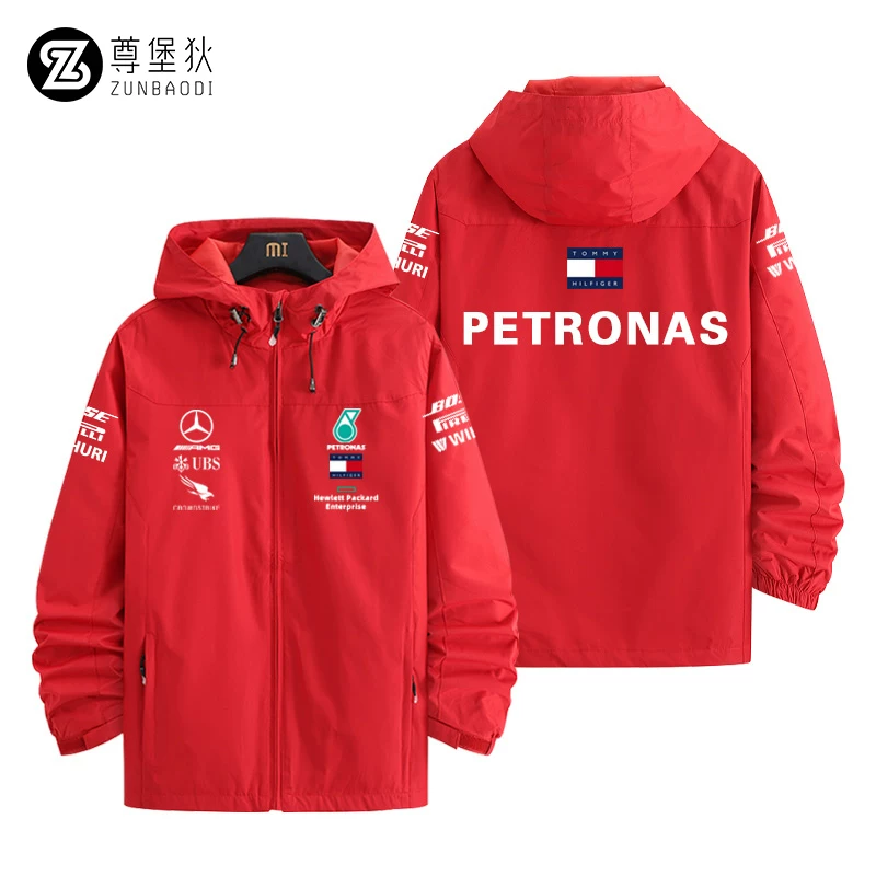 Куртка Mercedes GP Хэмилтон в стиле команды AMG ветровка с капюшоном, ветрозащитная мужская зимняя куртка из полиэстера, стиль F1, мужская куртка