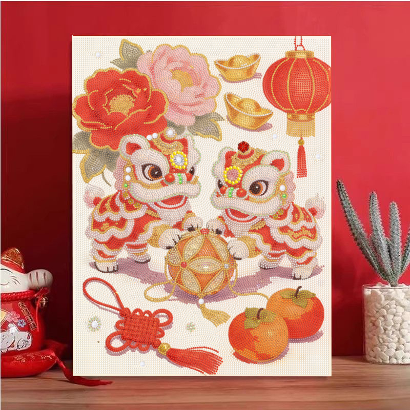 New Style Persimmon Ruyi Lion Dance Diamond Painting Creative DIY Diamond Painting Handmade Materials for Decoration Living Room Wall Art New Style Persimmon Ruyi Lion Dance Diamond Painting Creative DIY Diamond Painting Handmade Materials for Decoration Living Room Wall Art