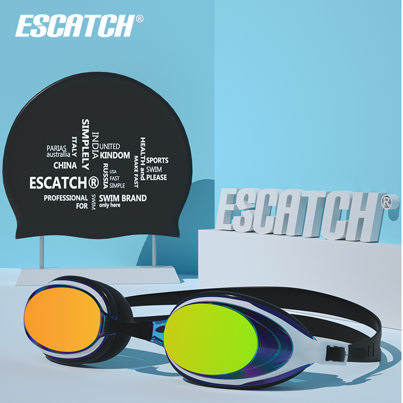 ESCATCH silicone swimming cap male and female waterproof without stranglehead high-definition fog swimming goggles suit professional swimming gear-Taobao