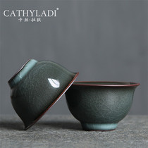 Cathyladi ceramic handmade tea master Cup Single Cup home heat-resistant kung fu tea set office guest Tea Cup