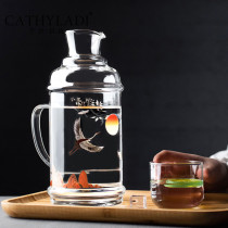 Cathyladi large capacity glass kettle household cold kettle Chinese style high temperature explosion proof cool white open teapot
