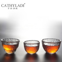 Cathyladi office simple glass tea cup single Cup household meeting guest hammer hand-made tea master cup tea set