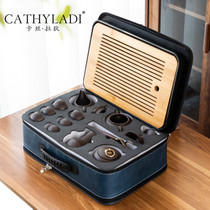 Cathyladi Japanese style purple sand travel tea set out portable teapot tea cup simple kung fu bamboo tea tray