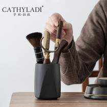 Cathyladi European style minimalist tea ceremony six gentlemen household pottery tea tube Ebony brass tea shovel spare parts