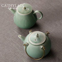 Cathyladi home guest ceramic kettle single pot Japanese trumpet simple handmade kung fu tea set