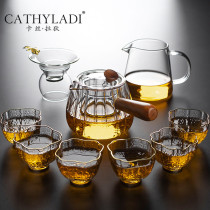 Cathyladi glass tea set home tea cup with tea filter bubble teapot office set kung fu tea set