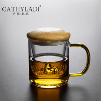 Cathyladi Japanese glass filter tea cup household tea with lid thick heat-resistant office kung fu tea set