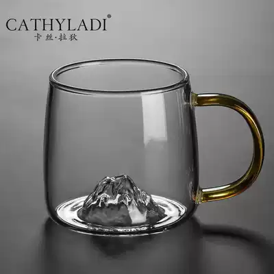 Cathyladi household glass Kung Fu tea set High temperature resistant and anti-scalding transparent cup with handle Model male juice cup