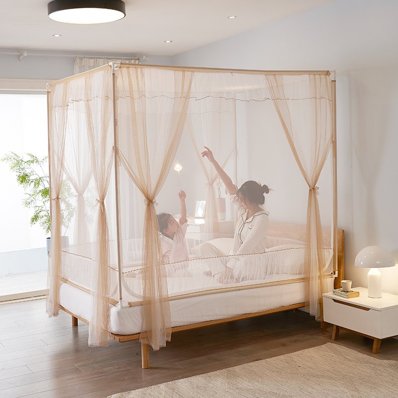 Sitting Bed Type Mosquito Net Three Doors Child Anti-Fall Neckline 1 5m1 8m Bed Home Mosquito Nets Encrypted Public Main Wind New