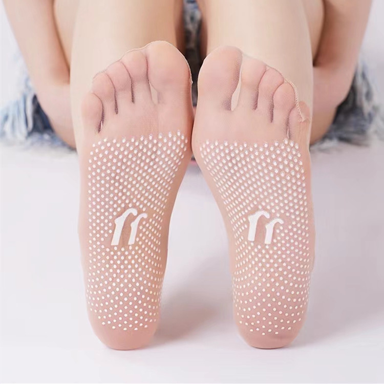 クリスタルストッキングレディース夏薄型通気性ミッドチューブレディースショートストッキングアンチスナギングフットポイントシリコンマッサージソックス卸売