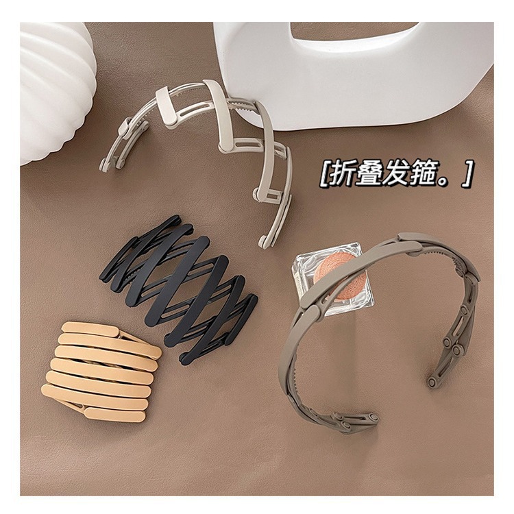 旅行用伸縮式折りたたみ式ヘッドバンド、女性用洗顔用、2025年新スタイル、歯付き、滑り止め、折れた髪用ヘッドバンド、ヘアピン