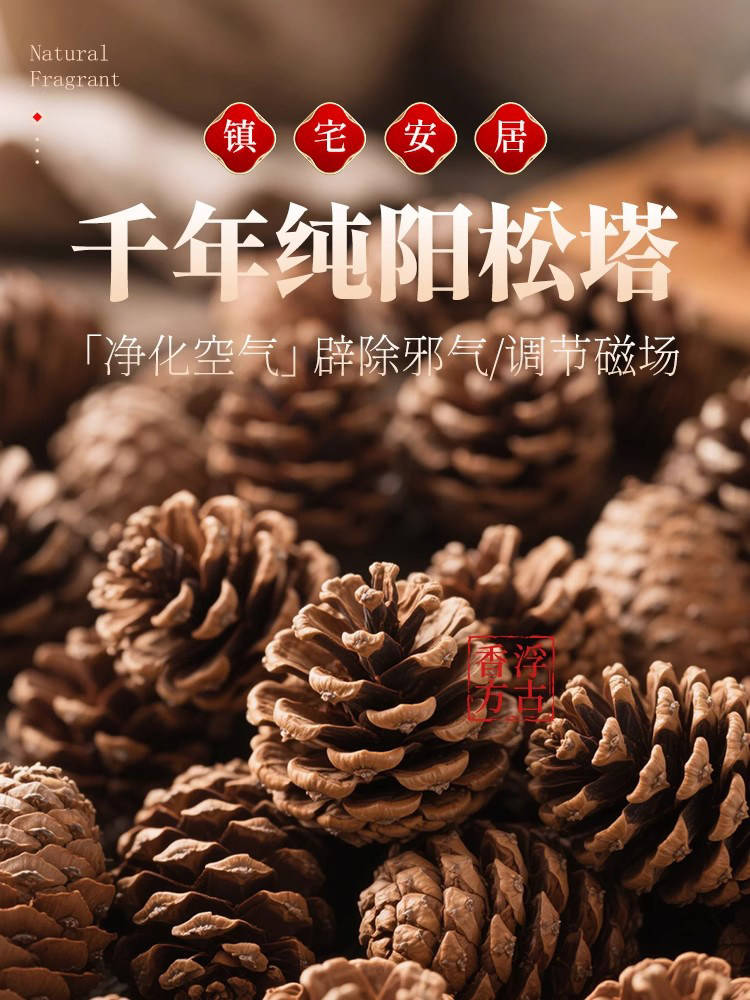 Natural Pine Cone Incense, Ancient Method Purification Incense, Long-Lasting Indoor Home Use, High-End Bedroom Light Fragrance, Elegant Magnetic Field Home Decor