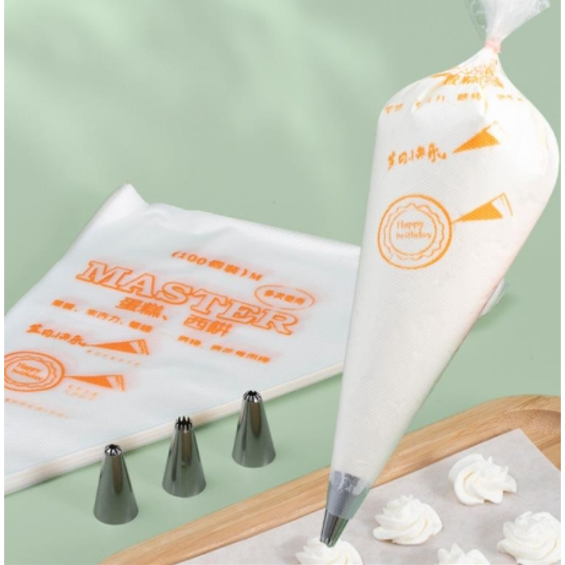 デコレーションバッグ口ベビーフードサプリメントツールフルセットベーキングモールド使い捨て厚めケーキ豆絞りクリームバッグ