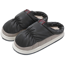 Down cotton slippers for men in autumn and winter 2024 new indoor home non-slip thick-soled warm and shit-feeling cotton slippers for men